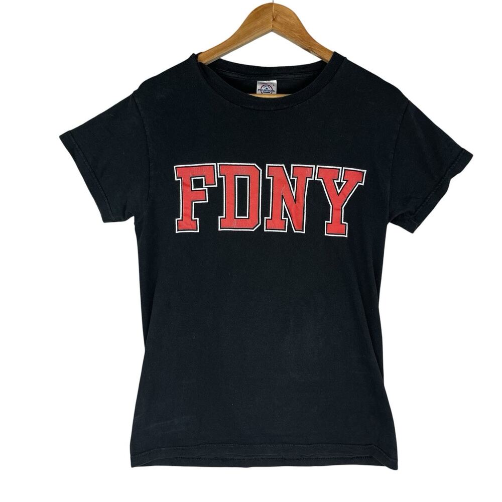 Vintage FDNY T Shirt Delta Pro Weight Black Faded NYC Fire Dept Small Grungecore - Picture 11 of 11